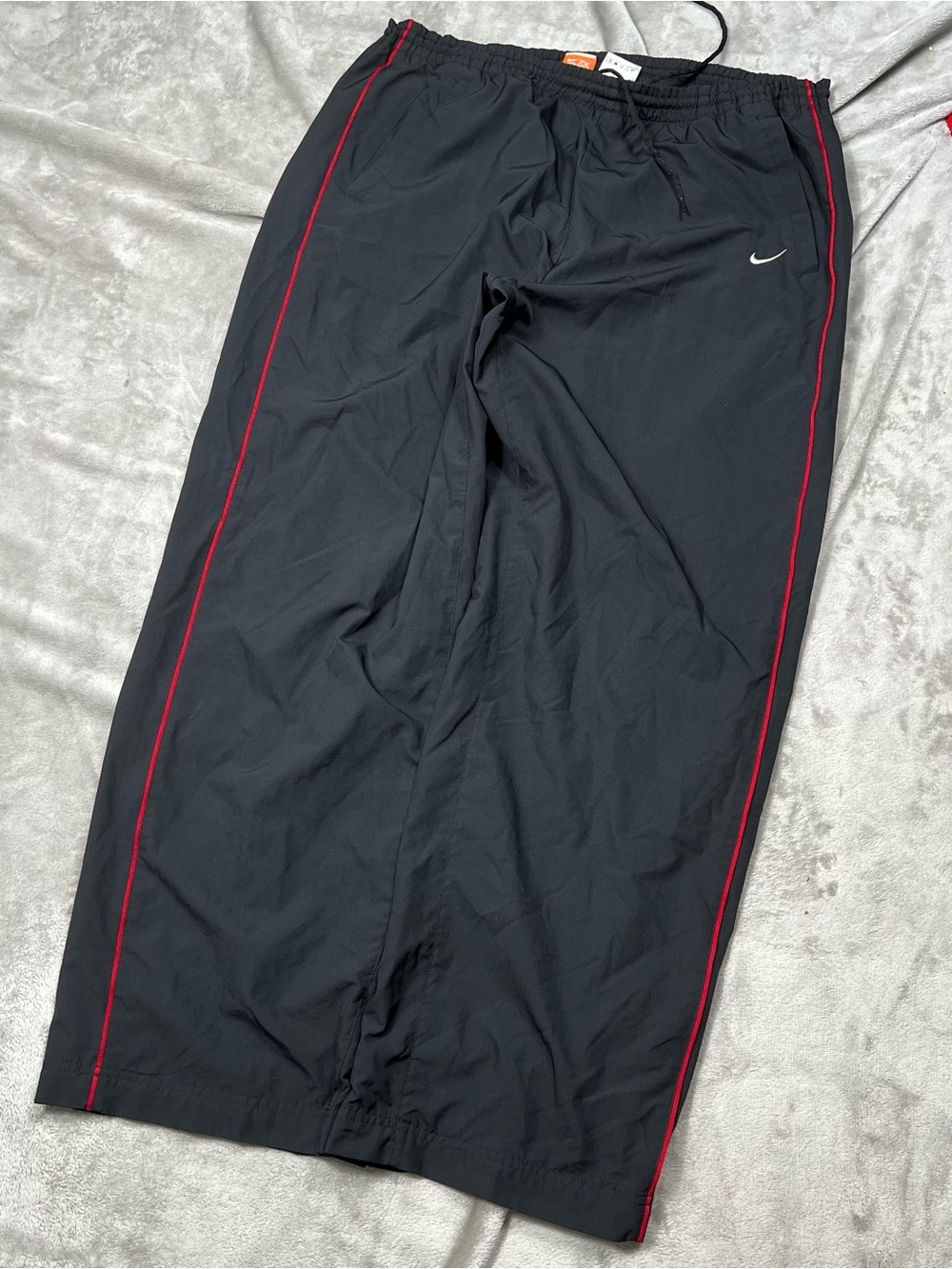 Vintage Nike Baggy Track Pants Mens XL Black/Red Athletic Dept Activewear Y2K